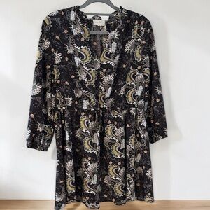 MELLODAY gray paisley print Long Sleeve Dress sz 1X